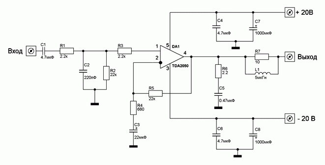 Схемы усилителей звука на микросхемах серии TDA